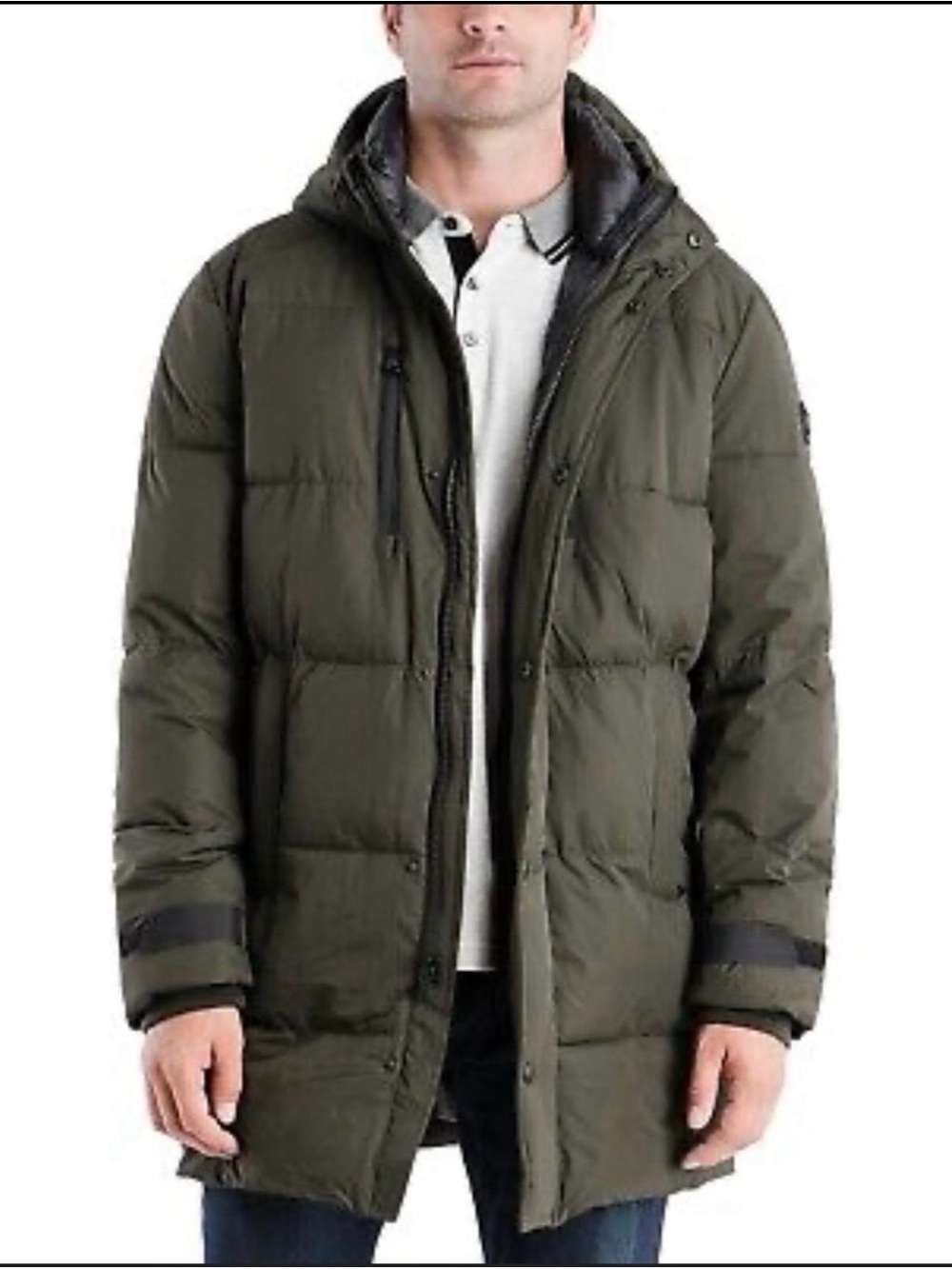 Michael Kors Men's Dark Olive Holland Hooded Quilted Parka Coat Jacket Size L